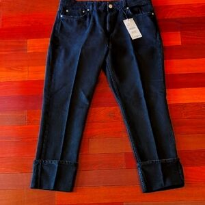 NWT - Zara Charcoal Cuffed Stove Pipe Jeans - Black